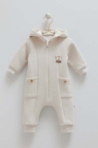 Caramell Good Vibes Zippered Hooded Jumpsuit Stone