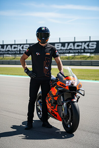 BJACKS Motorsports Wear Tricou premium KTM Ready to Race MotoGP Clima Cool cu guler polo pentru curse