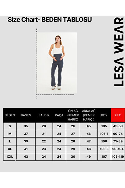 Lesa Wear İspanyol Paça Ayarlanabilir Yüksek Bel Esnek Toparlayıcı Ve Sıkılaştırıcı Hamile Tayt antrasit