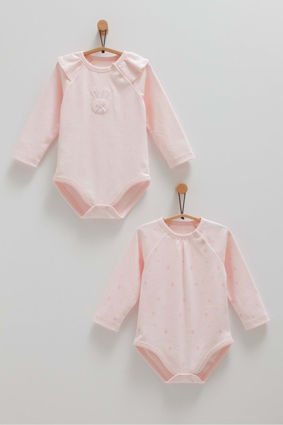 Caramell CUTE RABBIT OMUZ DETAYLI İKİLİ ÇITÇITLI BODY Pembe
