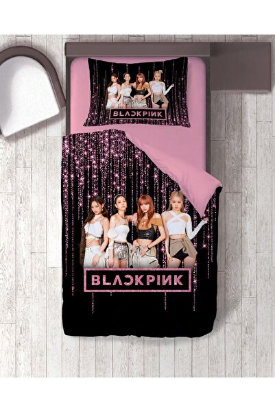 hediyechy طقم غطاء لحاف مفرد مطبوع ثلاثي الأبعاد باللون الأسود والوردي