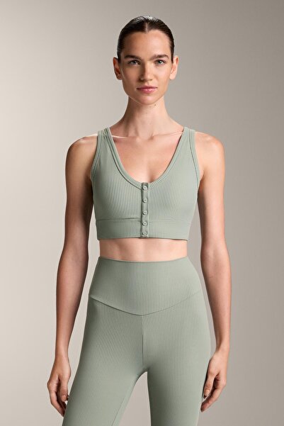 Oysho Düğmeli yaka sırtı açık Comfortlux rib top