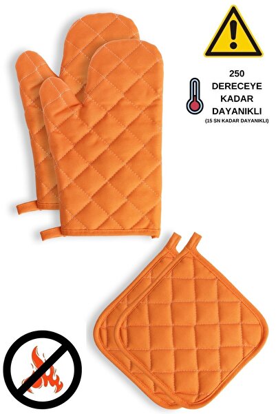 sevilya Yanmaz Ve Isıya Dayanıklı Fırın Eldiveni Ve Tutacak (2 ELDİVEN, 2 TUT...