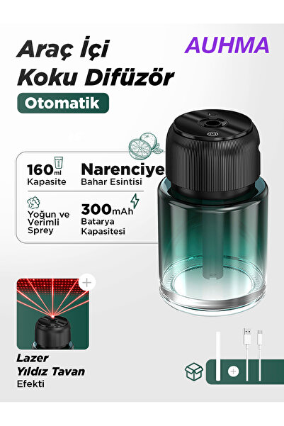 auhma Hava Nemlendirici Araba Kokulu Difüzör Type-C Şarjlı