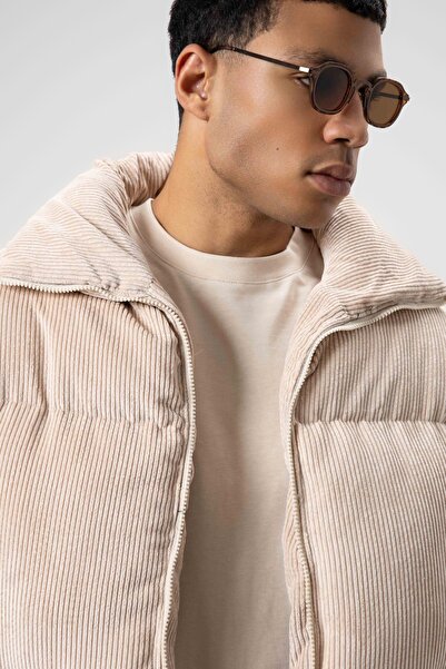 VAMOSCLO Oversize Velvet Puffer Coat Stone