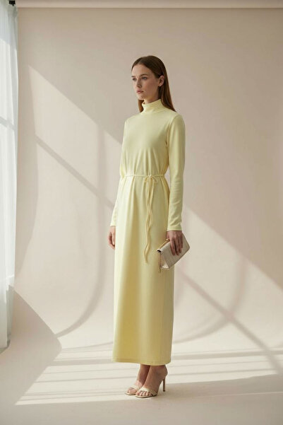 ENDAMIM YARIM YAKA RAHAT KALIP ESNEK UZUN KOL MEVSİMLİK ELBİSE