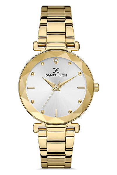 Daniel Klein Yeni Model Kesme Camlı Çelik Bilezik Altın Sarısı Kadın Kol Saati + Zirkon Taşlı Bileklik