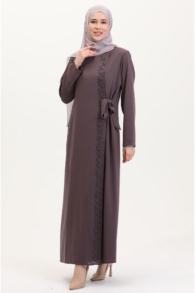 GÖZDE GİYİM ÜÇGEN TAŞLI YANDAN BAĞLAMALI FERACE