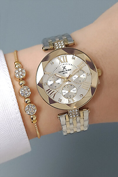 Daniel Klein Yeni Model Kesme Camlı Çelik Bilezik Altın/metalik Kadın Kol Saati - Zirkon Taşlı Bileklik