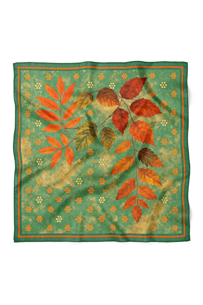 nehir eşarp Sonbahar Yaprak Desen Fular Bandana 70x70 Cm