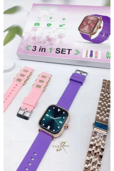 FaroxTech G10 Mini Akıllı Saat | 3 Kordon Hediyeli, Full HD AMOLED, Kadınlara...