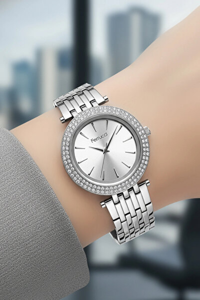 Ferrucci Kadın Kol Saati Özel Taşlı Kasa Taşlı Bileklik Hediyeli