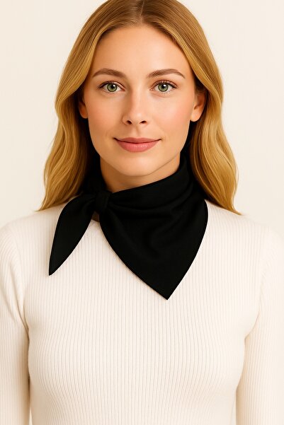 nehir eşarp Siyah Esnek Fular Bandana 50x50 Cm