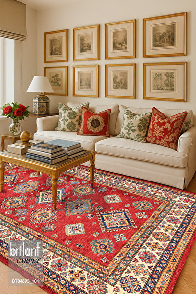 Brillant Kilim Motifli SAÇAKLI Klasik Kaymaz Taban Halı