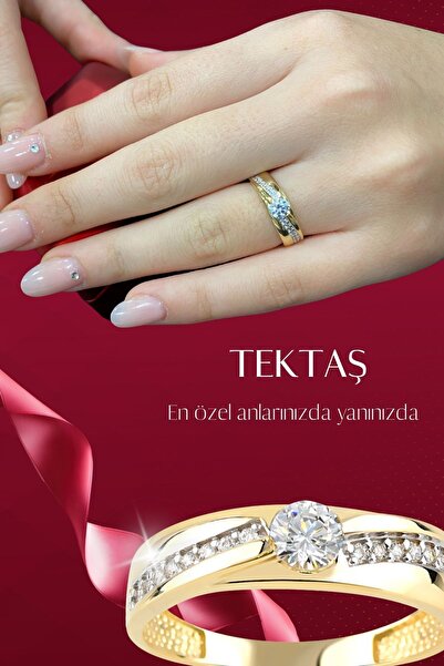 Hepimitu Taşlı Altın Yüzük 14 Ayar