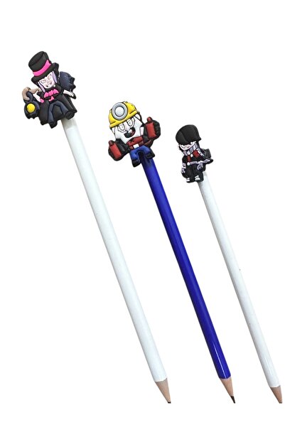 Buki'nin Atölyesi Brawl Stars Başlıklı Kalem Süsü Figürlü ve Kurşun Kalemli 3...