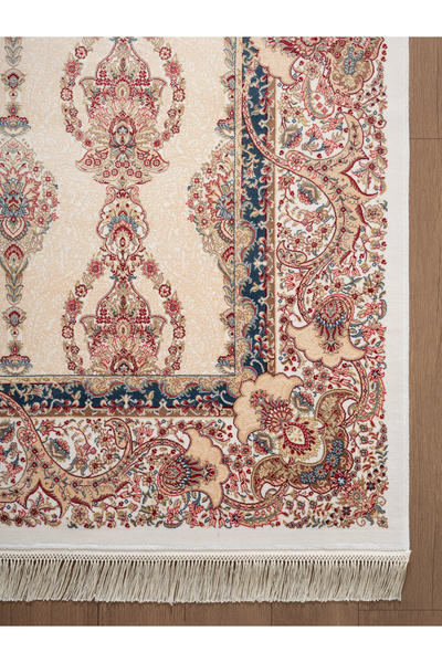 Karmen Halı Imperial Luxe IL003R Krem Çerçeveli Halı Klasik Desen 100 Tarak B...
