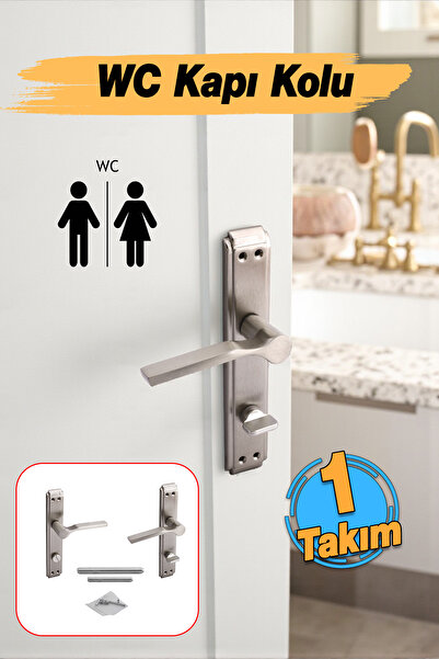 Badem10 Wc Bathroom Interior Door Internal Lockable Lever Handle Suitable for Right Left Satin Color Door Handle 1 Set