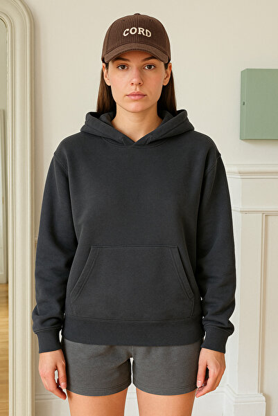 BRLKN Φούτερ μεγάλου μεγέθους με κουκούλα και ριγέ σχέδιο ANTHRACITE MG1566