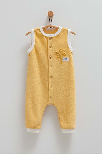 Caramell Sunny Days Front Buttoned Sleeveless Towel Long Jumpsuit Mustard