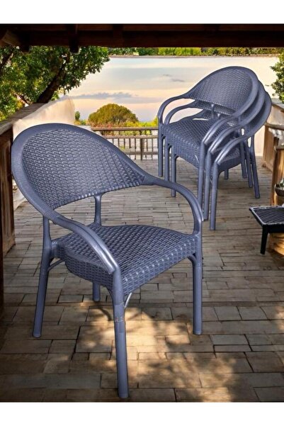 nar sokağı 4 Adet Bambu Rattan Kollu Sandalye Koltuk