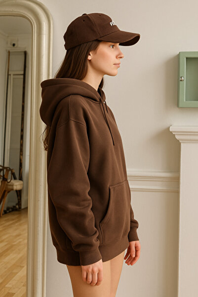 BRLKN Hnědá mikina Raster Oversize s kapucí Mg1566