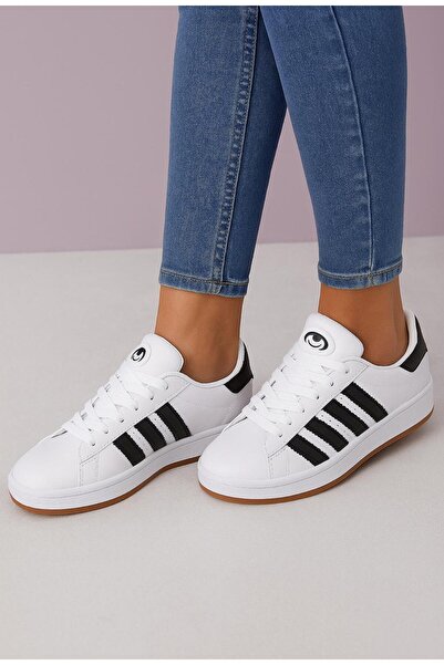 homiro Unisex Lace-Up Orthopedic Sports Sneaker Shoes - White Black