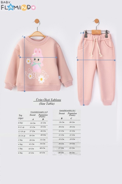 baby flamindo Labubu Embroidered & Printed 3-Ply Girls' Set