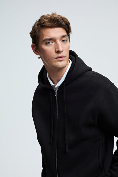 GRIMELANGE Ashby men's hooded zip-up sweatshirt with pockets and drawstring - regular fit black