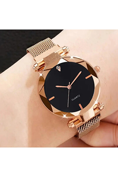 shellwetr Saaté Rose Gold Mıknatıslı Klips Özelliğe sahip Quartz Kadın saat