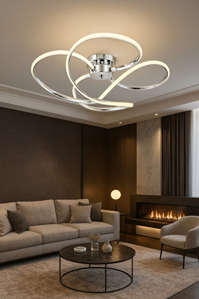 ESSLİGHT Paris Plafonyer LED Avize 3 Renk Işık Modlu (Beyaz / Sarı / Gün Işığı)