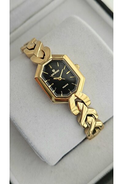 Raymond Rym-213057 Retro Women's Watch - Case and Strap Steel and 2 Years Warranty Gold-Black