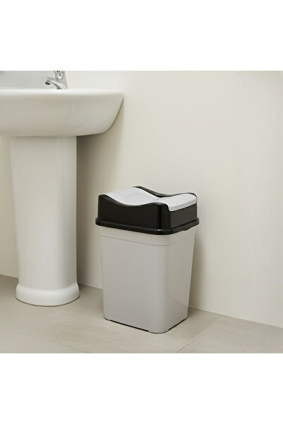 Köken 22L Trash Can, Swing Lid, Kitchen Bathroom Office Waste Bin, Compact, Grey-Black