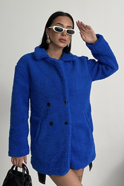 ALFUDO Moda Collection Winter Women's Teddy Saks Blue Coat