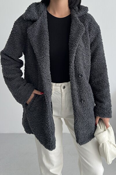 ALFUDO Moda Collection Winter Women's Teddy Anthracite Coat