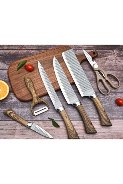 Everrich Mastercook 6 Piece Kitchen Set - 4 Premium Knives, Peeler & Multifunctional Scissors, Black