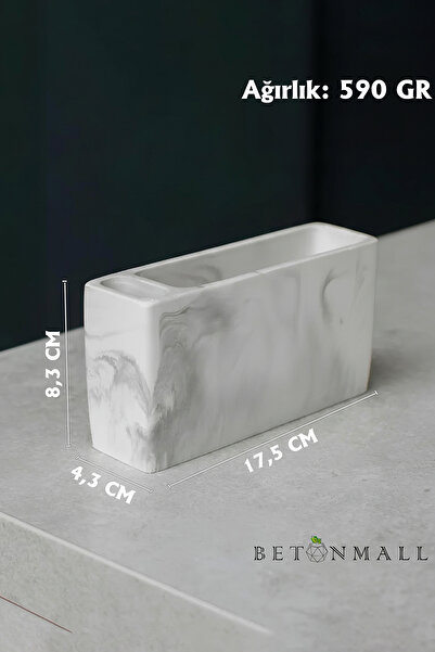 betonmall Marble Patterned Concrete Napkin Holder | Handmade Decorative Item for Cafe, Restaurant and Bar