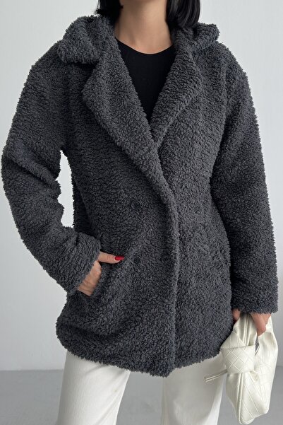 ALFUDO Moda Collection Winter Women's Teddy Anthracite Coat