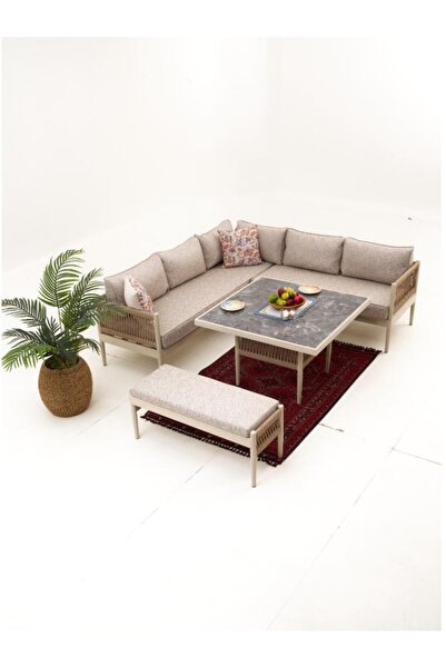 Divona Home Nadide Bahçe Balkon Köşe Takımı ( Puf Dahil)