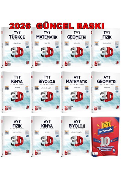 3D Yayınları 2026 GÜNCEL TYT-AYT SAYISAL SORU BANKASI SETİ VE Matematik 10 DE...