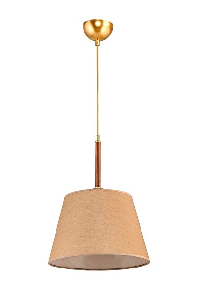 DEDE Tekli Volga Sarkıt Ceviz Mat Gold Abajur Şapkalı