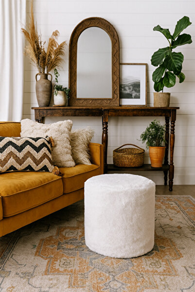 Zem Remy Puf, Welsoft Kumaş Beyaz