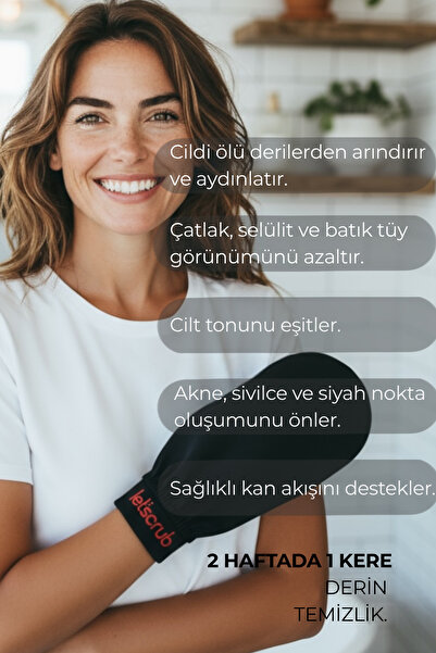 LET'SCRUB 1 Adet Siyah Banyo Duş Kesesi Peeling Eldiveni %100 Floş Ipek Normal Ciltler Için