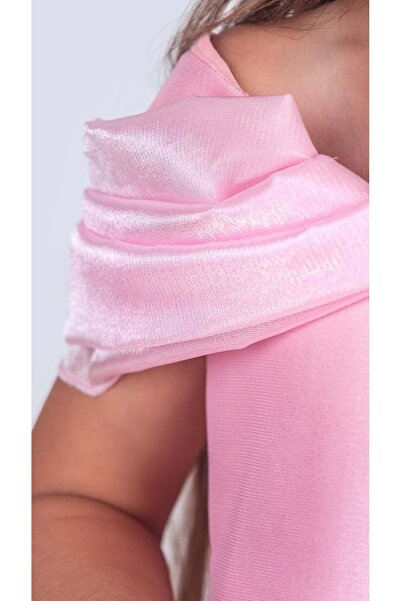 Mnk Baby&Kids Kız Çocuk Düşük Omuz Detaylı Işıltılı Prenses Elbisesi M00760 PEMBE