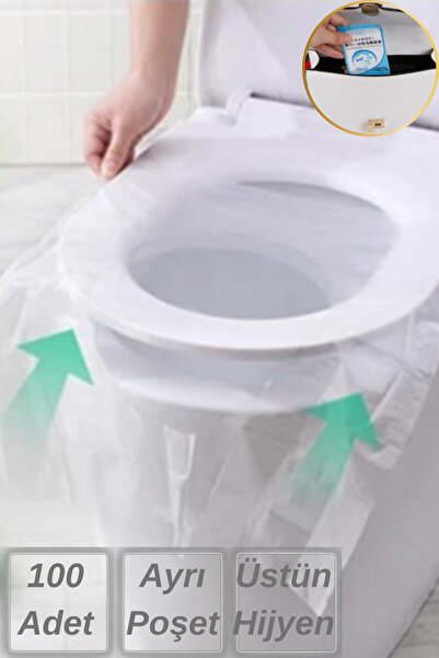 Hane Dostu 100 Adet Tek Kullanımlık Taşınabilir Klozet Kapağı Hijyen Poşeti