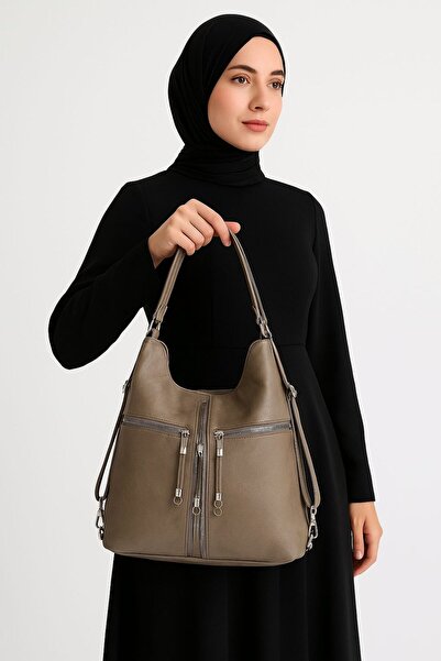 H&D COLLECTİON Мека синтетична кожа, тъмна норка, дамска чанта, подходяща за носене в ръка и на рамо