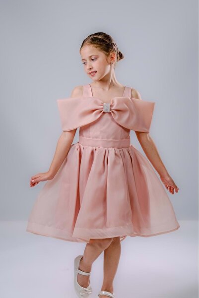 Mnk Baby&Kids فستان إيزالون بفيونكة حجرية للفتيات M00763 PUDRA