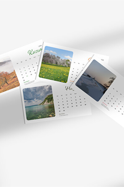 tinystoriestr 2026 Takvim – Manzara Temalı + Tahta Stand