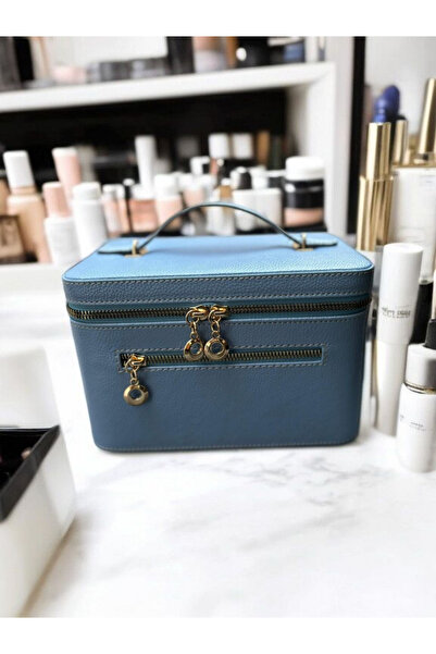 Gold Box Kozmetik Makyaj Çantası Aynalı Seyahat Seti Makyaj Aksesuarları Düze...