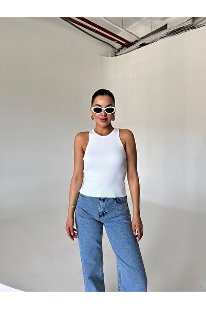 Laluvia Beige Halter Neck Body Sitting Knitwear Undershirt